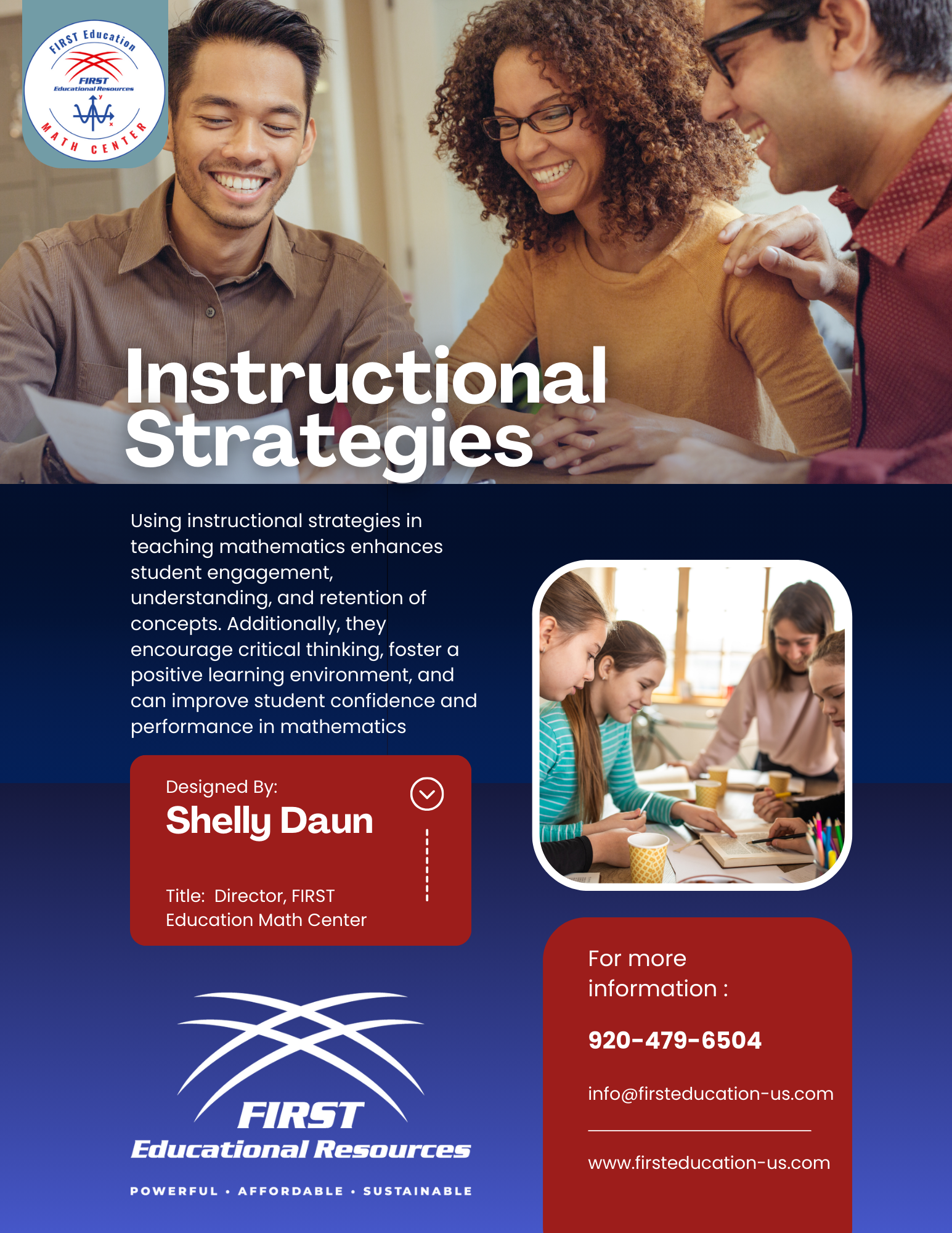 Math Center Instructional Strategies Free Resource Cover Page and Call to Action Page