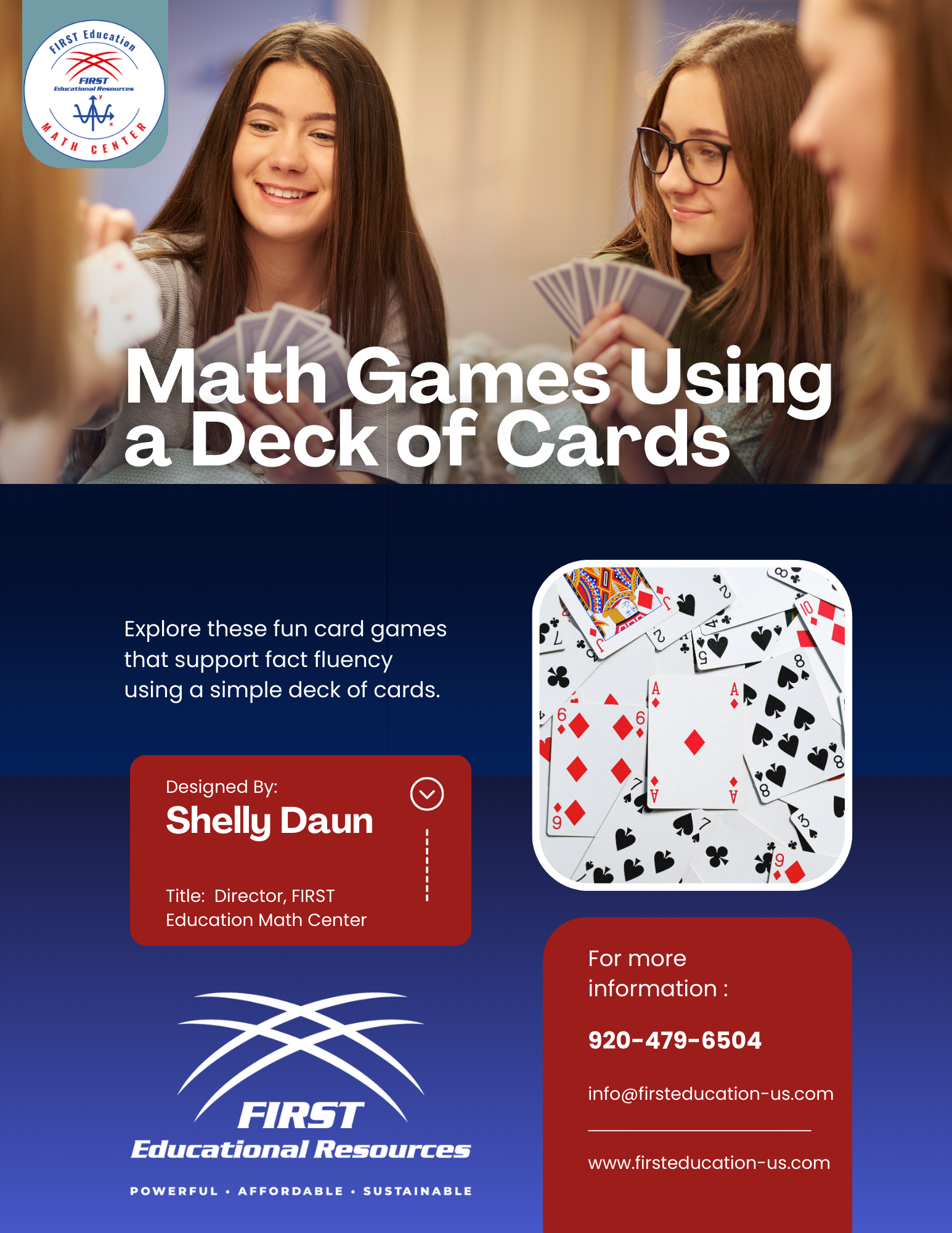 Math Center Math Games Free Resource Cover Page and Call to Action Page